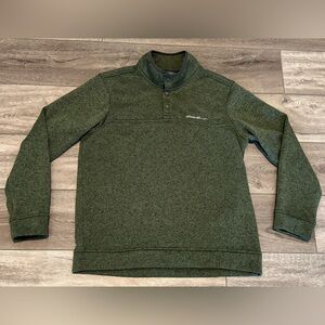 Eddie Bauer Mens Large Radiator Fleece Sweater Snap Mock Neck Pullover Mid-Layer